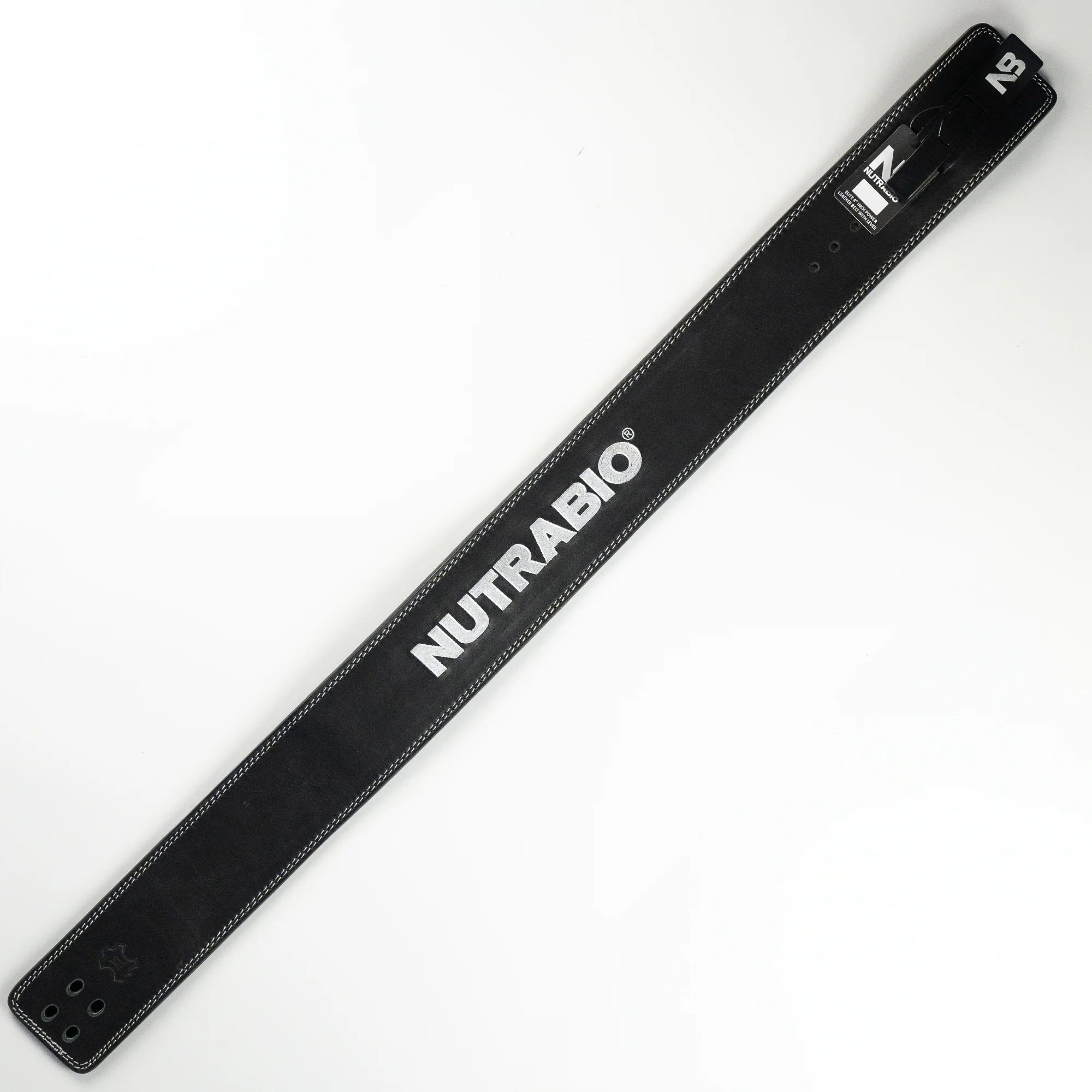 NutraBio 4" Elite Leather Lifting Belt with Lever - Image 4